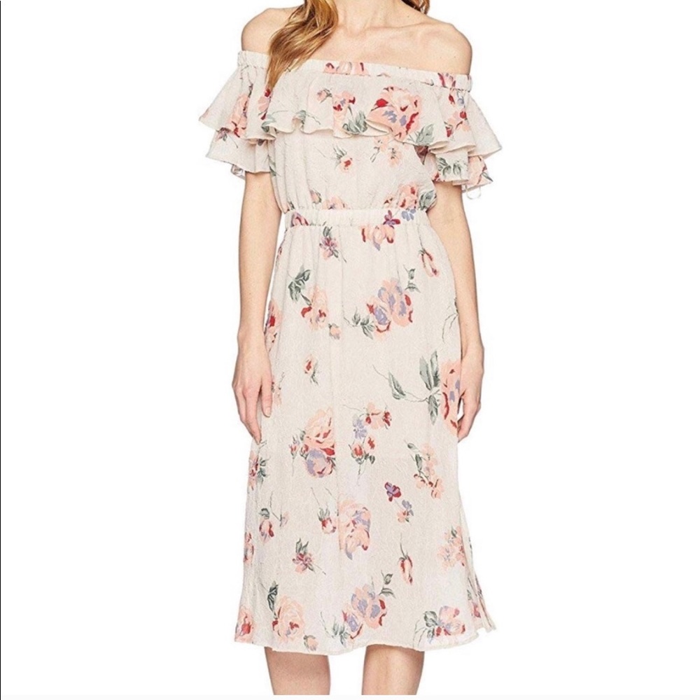 Lucky Brand pink floral midi dress